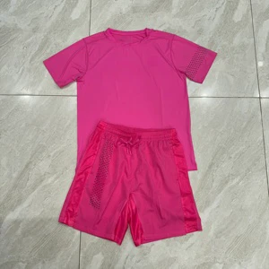 Stylish Summer Workout Set: Pink Breathable Fitness T-shirt And Shorts Two-piece Set