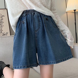 Women's Plus Size Sporty Denim Shorts High Elastic Mid Waist Breathable Quick Dry Cargo 100% Cotton Hot Design Plain Dyed Logo