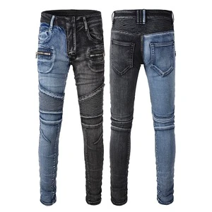 Best Quality Men's Designer Jeans Stock Homme Cotton Patchwork Street Vintage Style Men Trouser Jeans