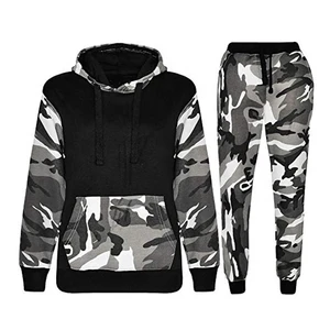 Two Piece Hooded Winter Casual Track Suit Set Zip-Up Jacket & Wide-Leg Pants Soft Fleece Lounge Wear with Side Stripe Detail