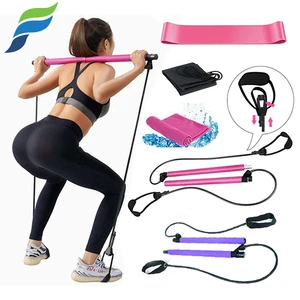 YETFUL Colorful Customized Logo High Quality Adjustable Fitness Yoga Exercise Bodybuilding Pilates Bar Kit With Resistance Bands