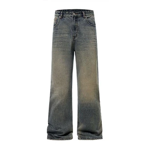 Factory Wholesale Men's Summer Casual Pants Vintage Style Fashion Denim Jeans Loose Wide Leg With Mid Waist Light Washed