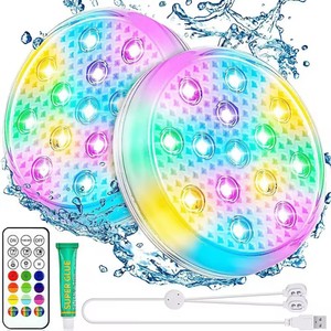 Magnetic Rechargeable Floating IP68 Swimming Pool Light 16 Colors Remote Control Submersible Lamp for Above-ground Inground Pool