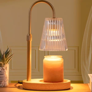Retro Glass Lampshade Dimmable Candle Warmer Lamp Night Table Lamps Home Decor Luxury Timer Wax Warmer Lamp