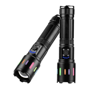 Portable Zoomable Lanterns Fluorescent Work Camping Light Rechargeable Torch Light 5000 MA Long Range LED Tactical Flashlight