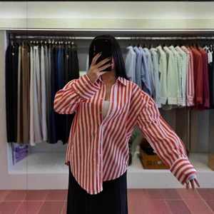 Women's Casual Leisure Striped Long Sleeve Top Shirt Blouse Breathable In-Stock T Shirt for Women