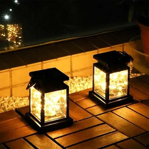 Howlighting Outdoor Palace Light Waterproof Yard Garden LED Retro Flickering Hanging Lantern Candle Bright Pathway Solar Lamp