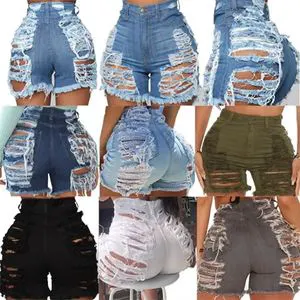 New Women's Ripped Denim Shorts Sexy High Elasticity Worn Out Summer Women's Denim Shorts