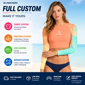 Hawaii New Fashion Crop Top Long Sleeve UPF50+ Swim Rash Guard Beach Shirt Surf Rashguard For Woman Swimming Surfing Fishing
