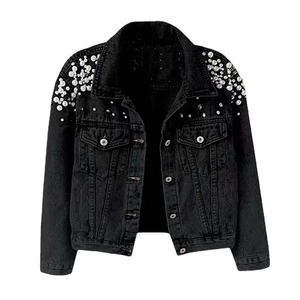 Women's Premium Quality Blue Jeans Denim Jacket Finished Windproof Eco-Friendly Cotton Lining Comfortable Fit Autumn Breathable