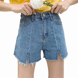 Women's Summer Streetwear Skinny Denim Jean Shorts High Waist Distressed Button Closure Eco-Friendly 100% Cotton Soft Durable