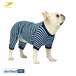 Cotton Striped Dog Onesie Pajamas Soft Cotton Four-Legged Pet Jumpsuit For Small Medium Dogs Breathable Pet Clothes