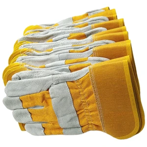 Cowhide Split Leather Gloves Safety Anti-Cut Anti-Slip Anti-Heat with Cotton Lining for Welding