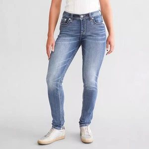 Fall Women's Slim Fit Denim Jeans With Embroidery, Medium Stretch, Mid-Rise Straight Leg, Cotton Fabric, Casual Chic Style,