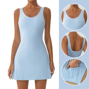 Wholesale Custom Logo One-Piece Jumpsuits Slim Sports Fitness Golf Badminton Skirt Yoga Suits Tennis Wear Breathable Fitness