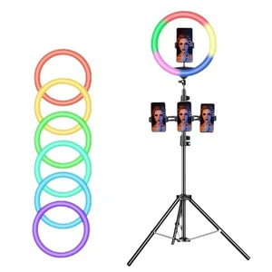 8/10/13 Inch RGB LED Video Light Dazzling and Beautiful Live Broadcast Fill Light RGB Mobile RGB Photography Ring Fill Light