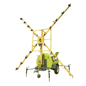 5-7m Construction Mobile Outdoor Light Tower Trailer-Mounted Hydraulic Solar DC Diesel Gasoline LED IP68 440000LM 360 Beam