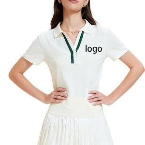 Women's Aesthetic Polo Neck Crop Top Casual Fitness Running Tennis Badminton Sports Wear Golf Clothing