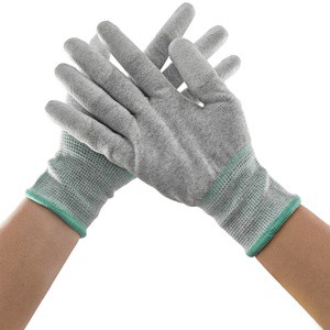 EN 61340 ESD Anti-Static Disposable Gloves Seamless Knit PU Finger Coated Cleanroom Assembly Gloves CE ROHS Certified Custom