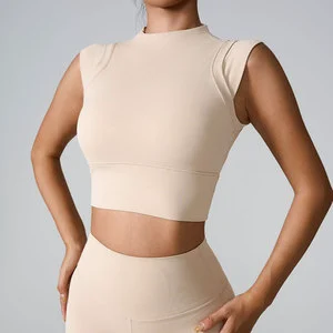 Women's High-Elastic Spandex/Nylon Gym Fitness Yoga Tank Top Quick Dry Lightweight Chest Pad Removable for Summer Outdoor