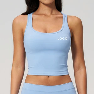 Women Square Collar Tank Top Sports Vest Tight Quick Drying Casual Running Fitness Yoga Wear
