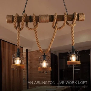 Bamboo Birdcage Hemp Rope Lamp Environmental Creative Decoration for Coffee Shop bar Dinning Room Lamp