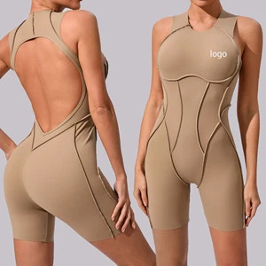 New Sports Fitness Jumpsuit Beautiful Back Outer Wear All-In-One Yoga Suit with Tight-Fitting Stereo Spliced Lines