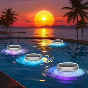 Solar-Powered Floating Streetlight & Pool Light Colorful RGB Night Light 11cm Diameter Model L01