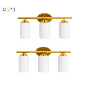 Modern 3-Head Bathroom Vanity Lighting Fixtures Mirror Front Wall Gold Polished Gold Glass Bulb 120V ST58 7W 2700K for Hotels
