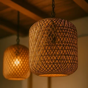 Adjustable Height Eco-Friendly Bamboo Pendant Light Cylindrical Shape for Minimalist and Rustic Interiors Direct From India