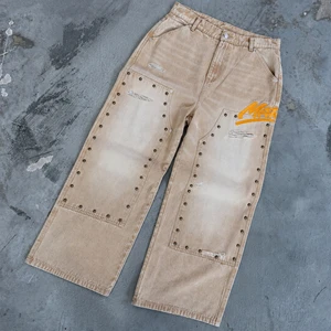 Clothing Manufacturers Custom Men's Vintage Wash Oversized Distressed Straight Wide Leg Baggy Denim Pants Jeans Homme