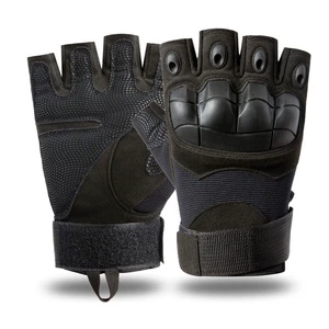 Black Half Finger Men Indestructible Tactical Leather Gloves Luvas Guantes, Cut Resistant Gloves Level 5 protection