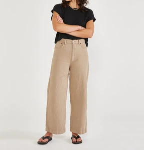 Low MOQ Light Brown Casual High Rise Loose Fitting Wide Leg Baggy Jeans For Women