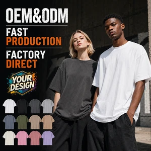 Wholesale Custom Logo 260GSM 100% Cotton Eco-Friendly Breathable Acid Wash Oversized T Shirt Men Women Heavyweight Summer