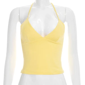 Viviblook Y26TP050 Women Summer Vest New Camisole Cross Backless Strapless Solid Color Summer Sleeveless Top for Ladies