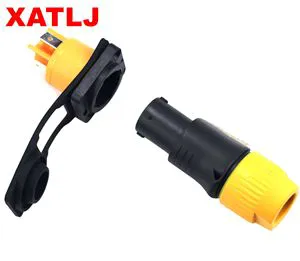 3P Nylon Housing 20A Straight Orientation 3 Pin Connector Copper Power In/Out Cable LED Stage Lighting Chassis Socket Connector