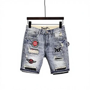 Plus Size High Street Men's Denim Shorts Men's Vintage Denim Jean Shorts Summer Hip Hop Casual Clothing Wholesale