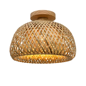 Modern Coastal Handmade Bamboo Cylinder Ceiling Lamps LED Eco-Friendly Light 2-Year Warranty for Indoor Use Bedrooms Rural