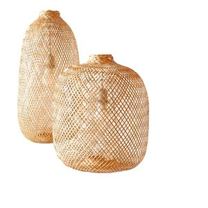 High Quality Natural Bamboo Lamp Shade Customized Size LED Light Source Traditional Modern Vintage Handwork Made Vietnam Home