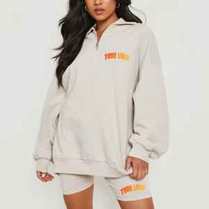 Plus Size Women's Casual 2-Piece Short Sets T-shirts Embroidered Winter Customizable 100% Polyester Full-Length Solid Customized