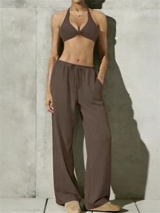 In Stock Yoga 2-Piece Solid Yoga Sports Set Gym Tops Bra Yoga Sets Breathable Four-Way Stretch Lightweight Quick Dry Pants