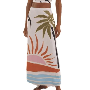 High Quality Modern Design Women Summer Beachwear Sun Protection One-piece Reversible Elastic Breathable Long Beach Dress Front