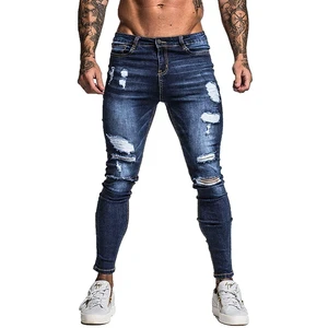 Latest High Street American Style Denim Ragged Jeans Clothes Men's Slim Fit Ruined Jeans