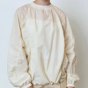 Casual Solid Color Blouse Long Sleeve Tops with Neck Simple Woven Mixed Knit Thread Pullover Shirts Breathable Design Front Logo