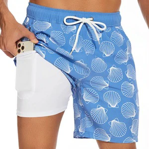 Mens Two Layer Swim Trunks Quick Dry Beach Shorts Customizable Colors & Logo High Quality Summer Surf Swimwear OEM