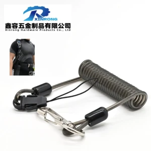 OEM/ODM Factory Stainless Steel Spring Rope PVC/PU Coated Coiled Tool Lanyard Safety Loops For Construction Cutting Processing