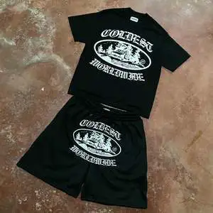 Custom Spring Men's Breathable Streetwear T-Shirt And Shorts Set With Custom Logo Polyester/Cotton Two-Piece