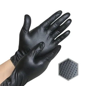 G25 Black Thicken Nitrile Disposable 8Mil Mechanic Gloves Diamond Grip Safety Glove Protective Oil Resistance Work Hand Gloves