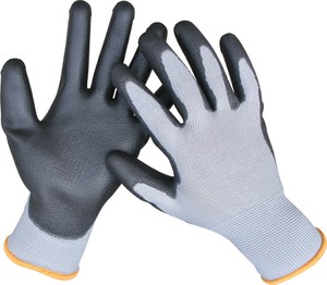 Black Work Gloves Safety Gloves With Anti-Cut And Anti-Static Functions Polyester And Nylon Pu