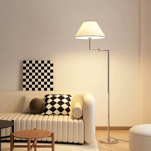 Minimalist modern Luxury LED Iron Fabric Swing Arm Reading Ambiance Floor Lamp